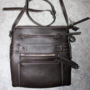 Charming dark brown leatherhandbag